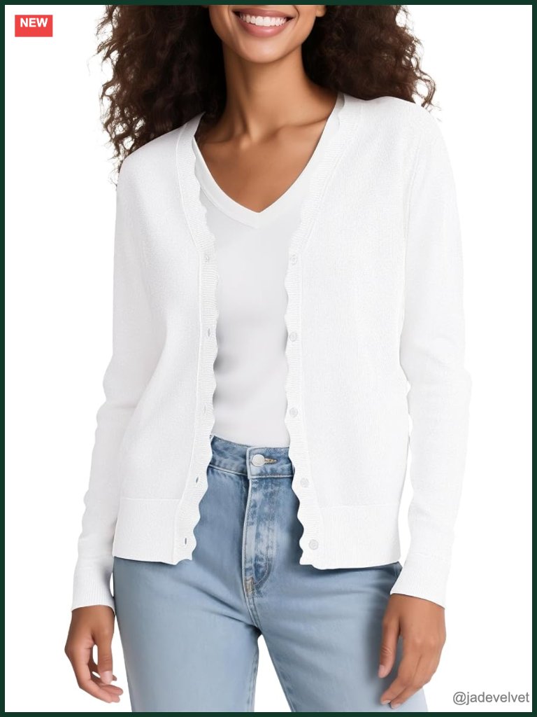 Women's Long Sleeve Open Front Cardigan Lightweight V-Neck Knit Button Down